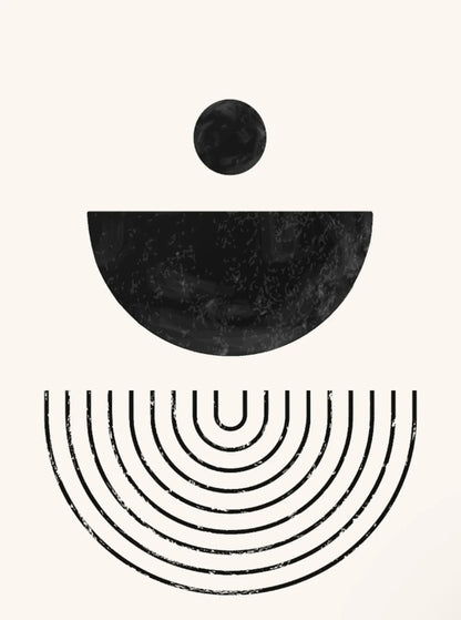 Minimalist Geometric Line Art Canvas Print - Black and White Decor for Living Room and Office