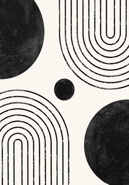 Minimalist Geometric Line Art Canvas Print - Black and White Decor for Living Room and Office