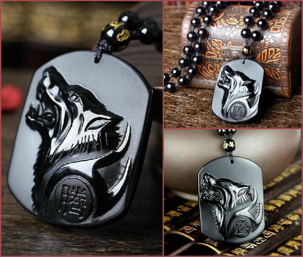 Obsidian Pendant Necklace in Black