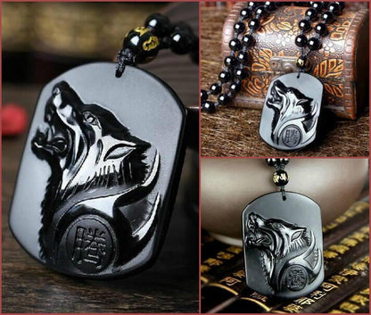 Obsidian Pendant Necklace in Black