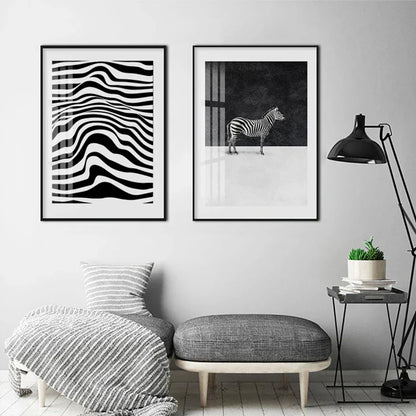 Abstract Zebra Canvas Art Print - Minimalist Black and White Wall Decor