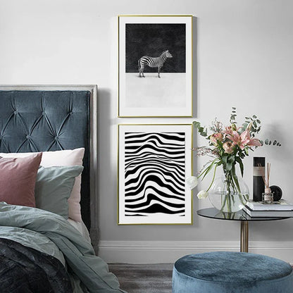 Abstract Zebra Canvas Art Print - Minimalist Black and White Wall Decor