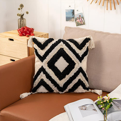 Moroccan Elegance: Textured Cotton Cushion Cover