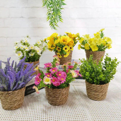 Vibrant Green Mini Faux Plant in Decorative Pot
