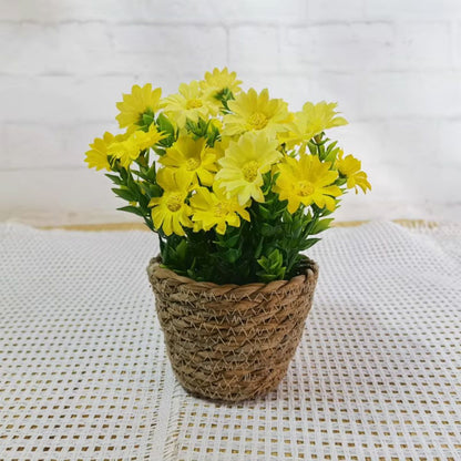 Vibrant Green Mini Faux Plant in Decorative Pot