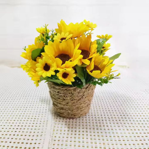Vibrant Green Mini Faux Plant in Decorative Pot