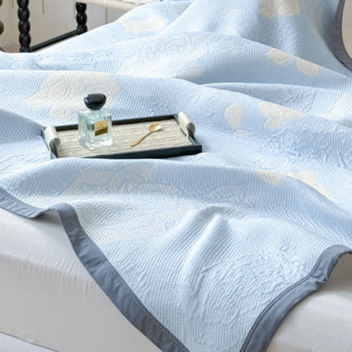 Serene Floral Cotton Throw Blanket