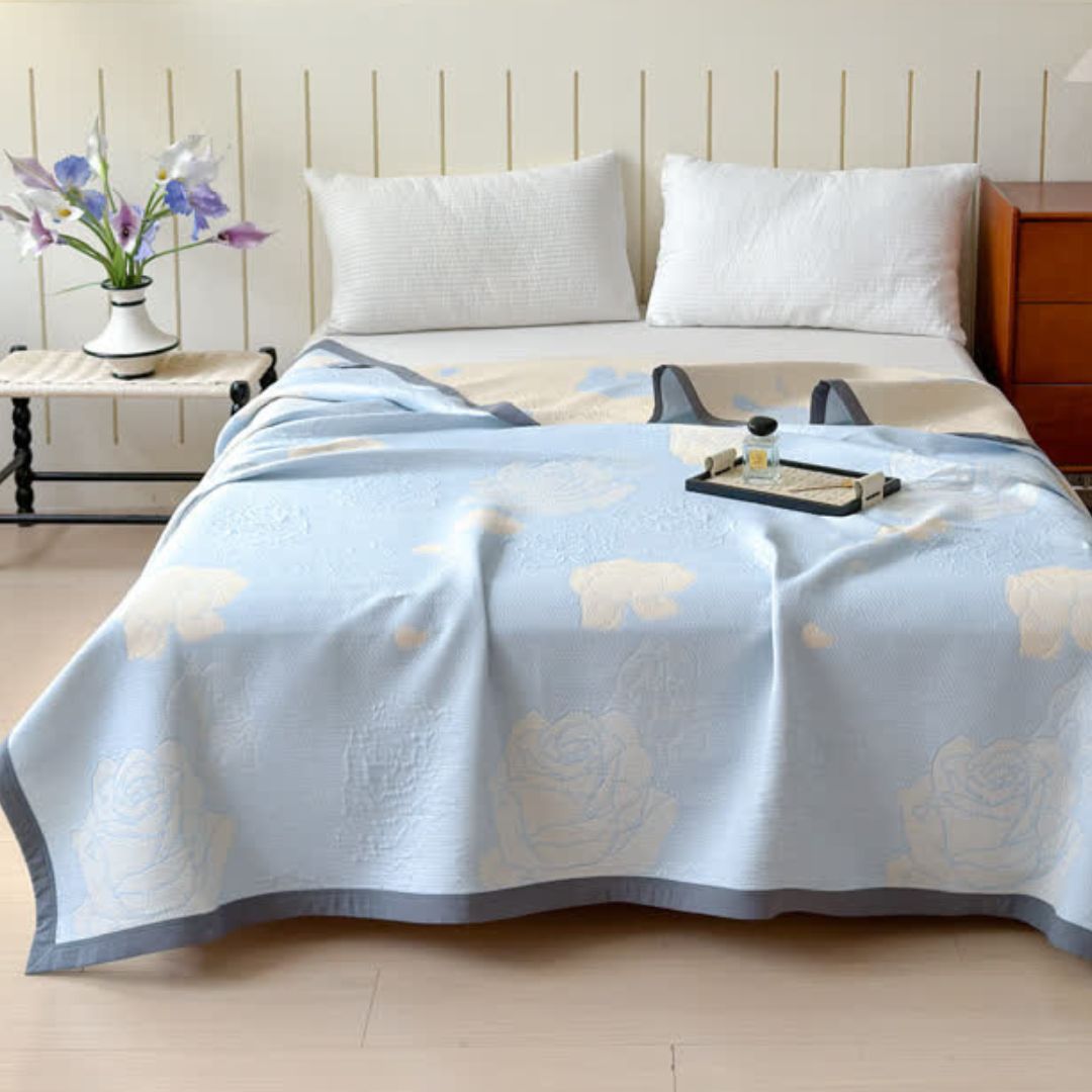 Serene Floral Cotton Throw Blanket