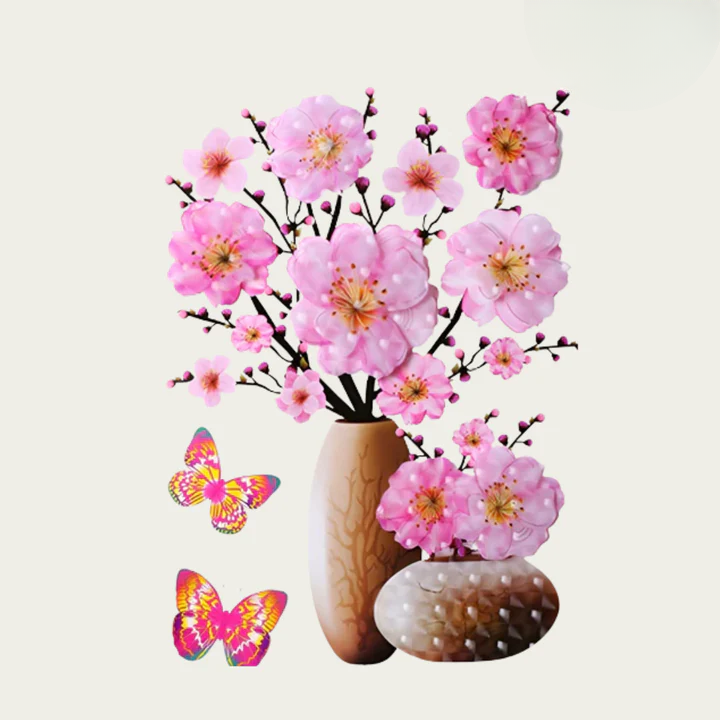 Colorful Nature Wall Decals with Butterflies | Peel & Stick | Reusable