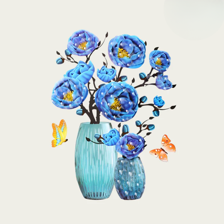 Colorful Nature Wall Decals with Butterflies | Peel & Stick | Reusable