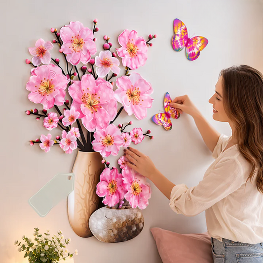 Colorful Nature Wall Decals with Butterflies | Peel & Stick | Reusable