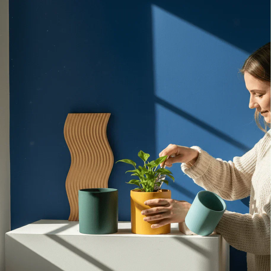 Elegant Ceramic Planter with Draining Tray for Healthy Roots