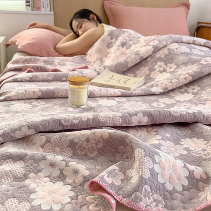 Serenity Blossom Cotton Throw Blanket