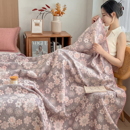 Serenity Blossom Cotton Throw Blanket