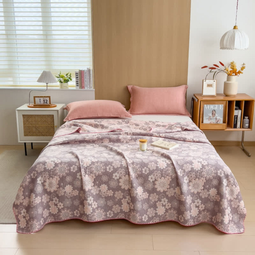 Serenity Blossom Cotton Throw Blanket