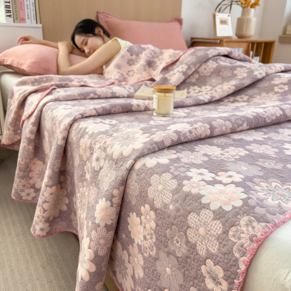 Serenity Blossom Cotton Throw Blanket