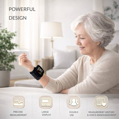 Smart Wrist Blood Pressure Tracker | Touchscreen & Voice Enabled