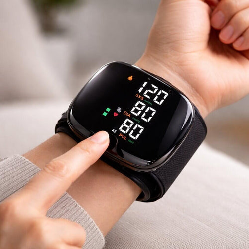 Smart Wrist Blood Pressure Tracker | Touchscreen & Voice Enabled