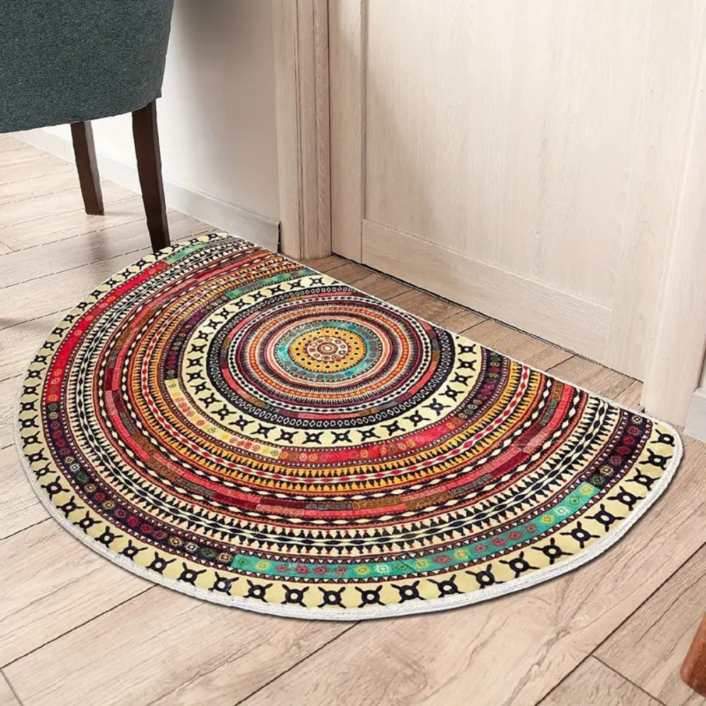 Vibrant Half-Moon Mandala Area Rug