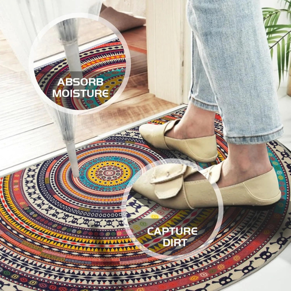 Vibrant Half-Moon Mandala Area Rug