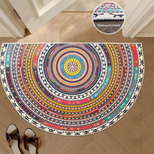 Vibrant Half-Moon Mandala Area Rug