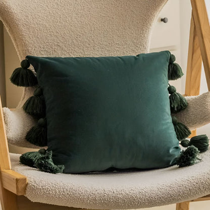 Chic Velvet Tassel Cushion Cover for Stylish Interiors