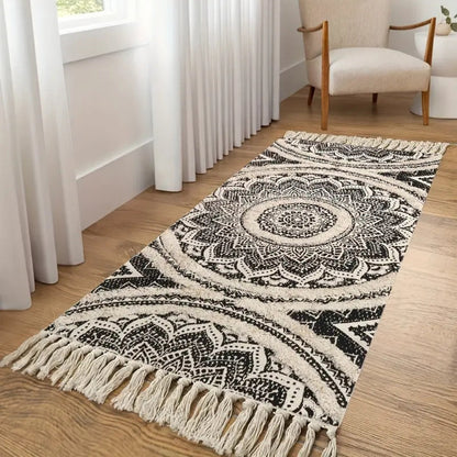 Elegant Black & Cream Floor Runner for Everyday Style