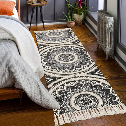 Elegant Black & Cream Floor Runner for Everyday Style