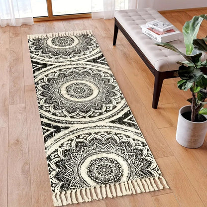 Elegant Black & Cream Floor Runner for Everyday Style