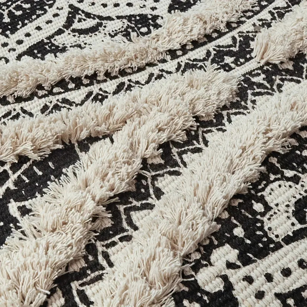 Elegant Black & Cream Floor Runner for Everyday Style