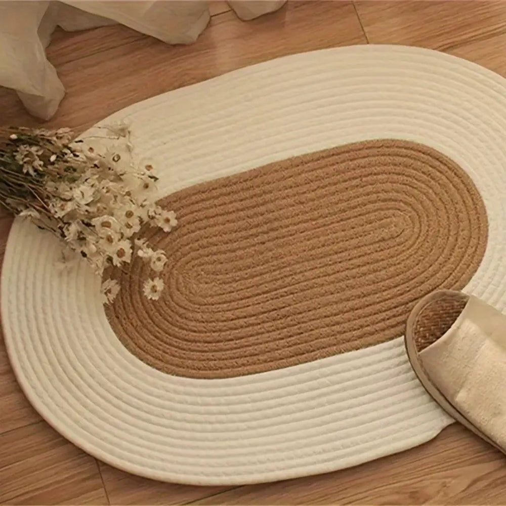 Natural Woven Oval Rug for Cozy Interiors