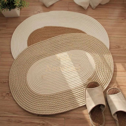 Natural Woven Oval Rug for Cozy Interiors