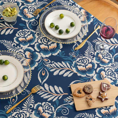 Chic Floral Table Cover with Tassel Accents