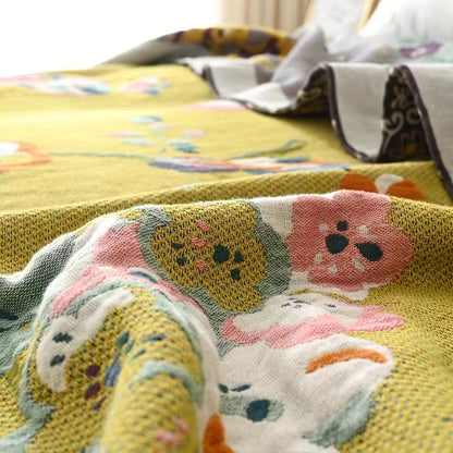 Chic Floral Cotton Throw Blanket | Cozy & Stylish Design