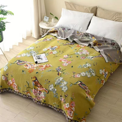 Chic Floral Cotton Throw Blanket | Cozy & Stylish Design