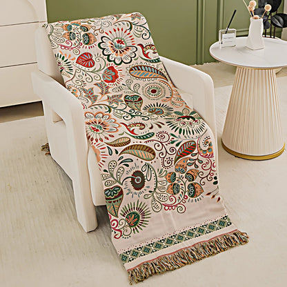 Soft Boho Sofa Bed Cover with Reversible Tassels