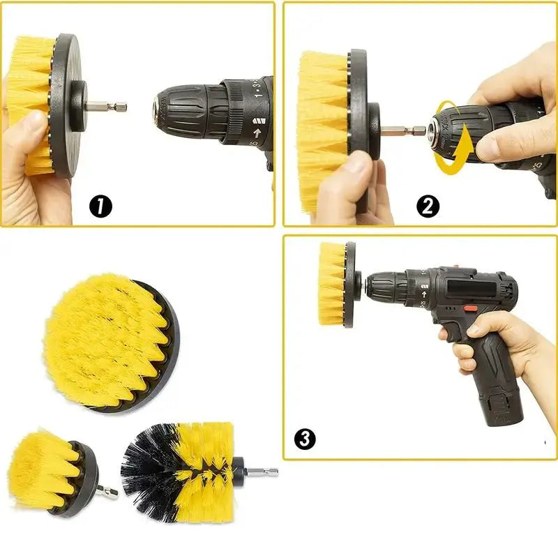 Drill-Powered Cleaning Brush Set for Effortless Shine