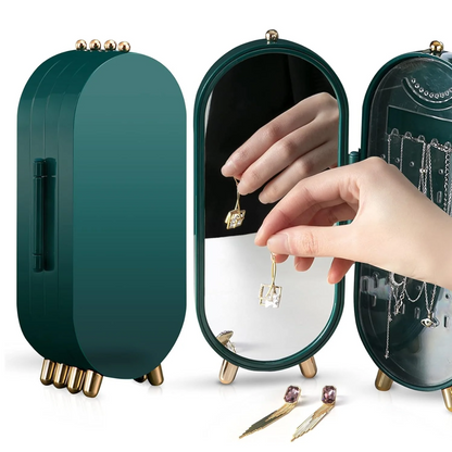 Jewelry Organizer with Mirror – Foldable Storage Box and Compartments