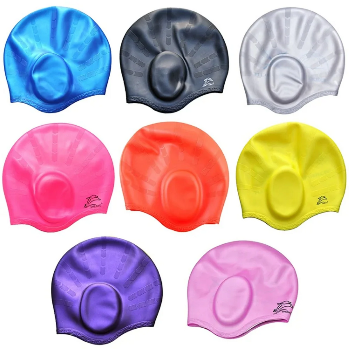 Shower Cap with Ear Covers – Waterproof Rubber Design
