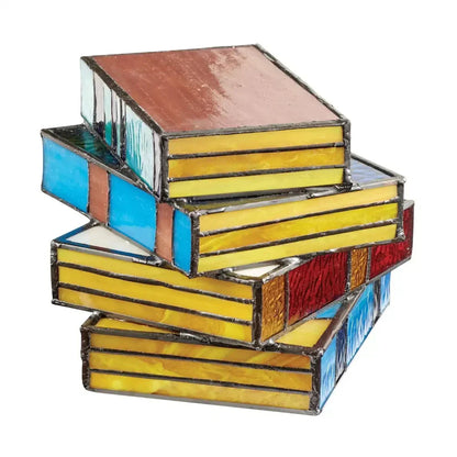 LED Desk Light with Decorative Book Stack Design for Ambient Lighting