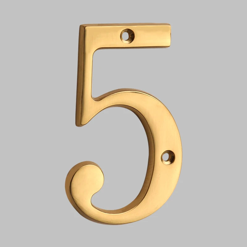 Contemporary Durable Brass Address Numerals