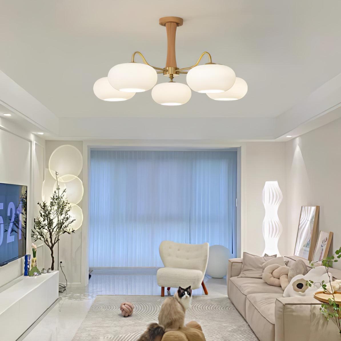 Mid-Century Ceiling Light Fixture – Retro Glass Globe Chandelier