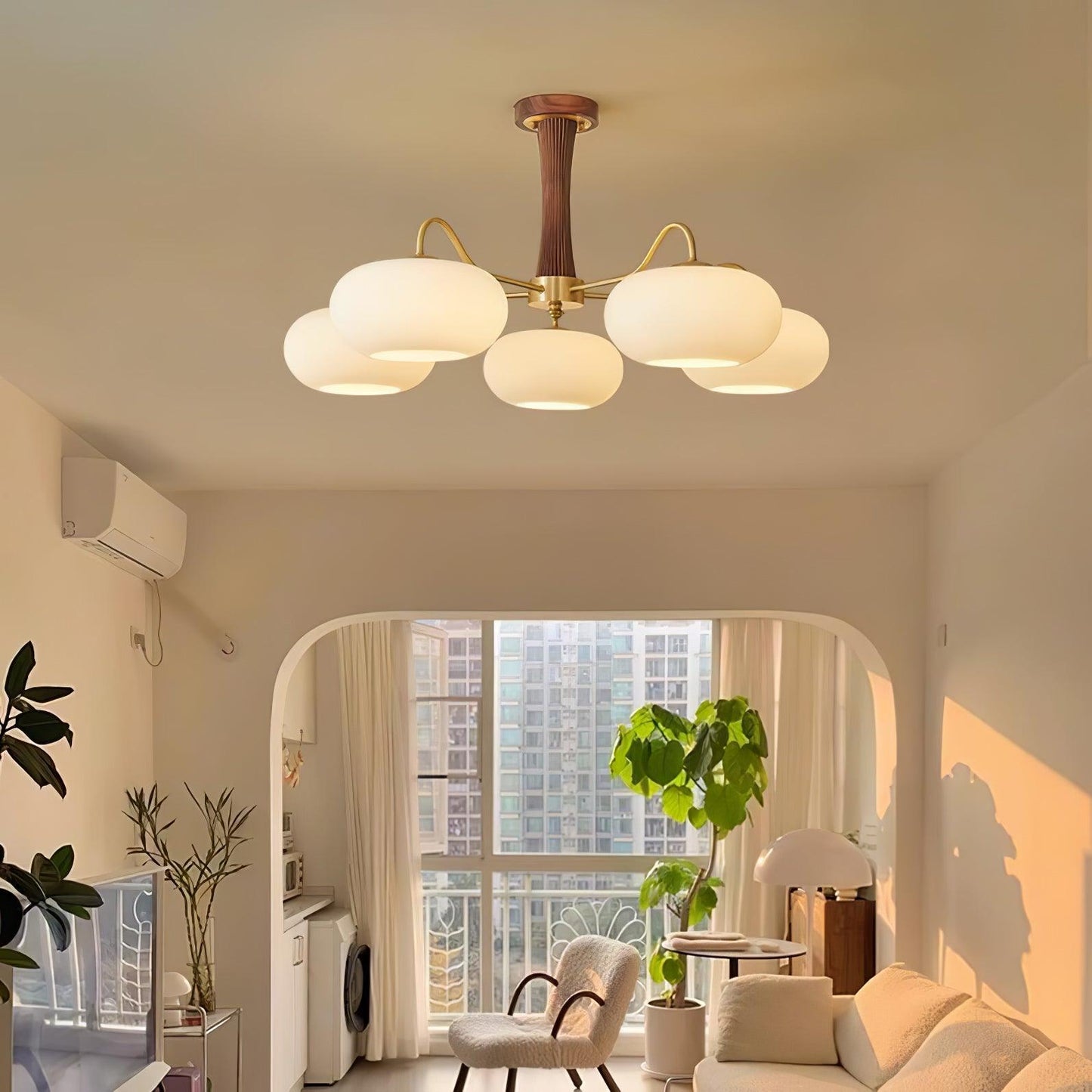 Mid-Century Ceiling Light Fixture – Retro Glass Globe Chandelier