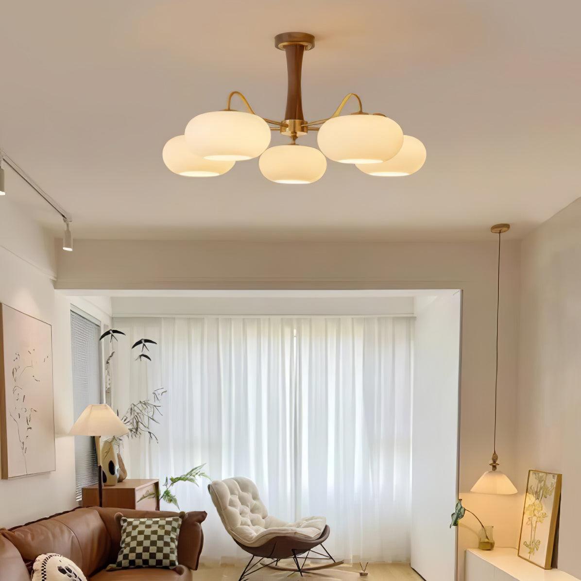 Mid-Century Ceiling Light Fixture – Retro Glass Globe Chandelier