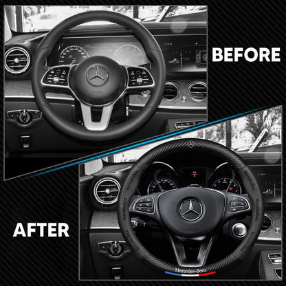 Breathable Leather Steering Wheel Cover – Non-Slip Grip
