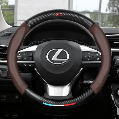 Breathable Leather Steering Wheel Cover – Non-Slip Grip