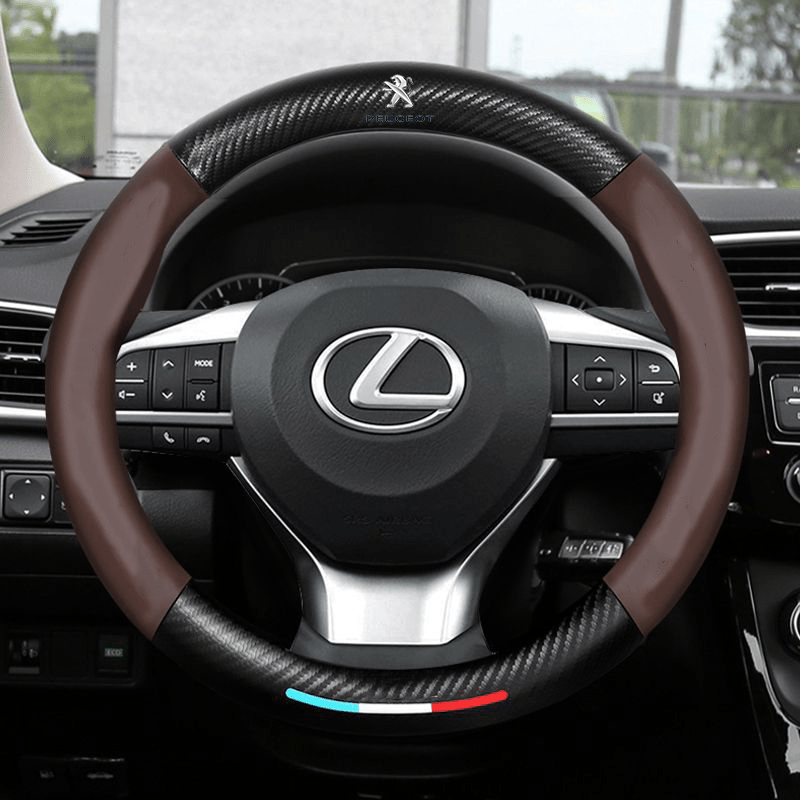 Breathable Leather Steering Wheel Cover – Non-Slip Grip