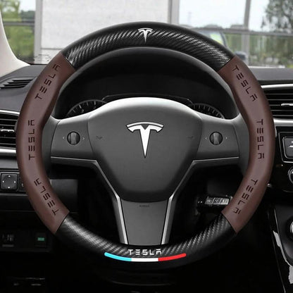 Breathable Leather Steering Wheel Cover – Non-Slip Grip