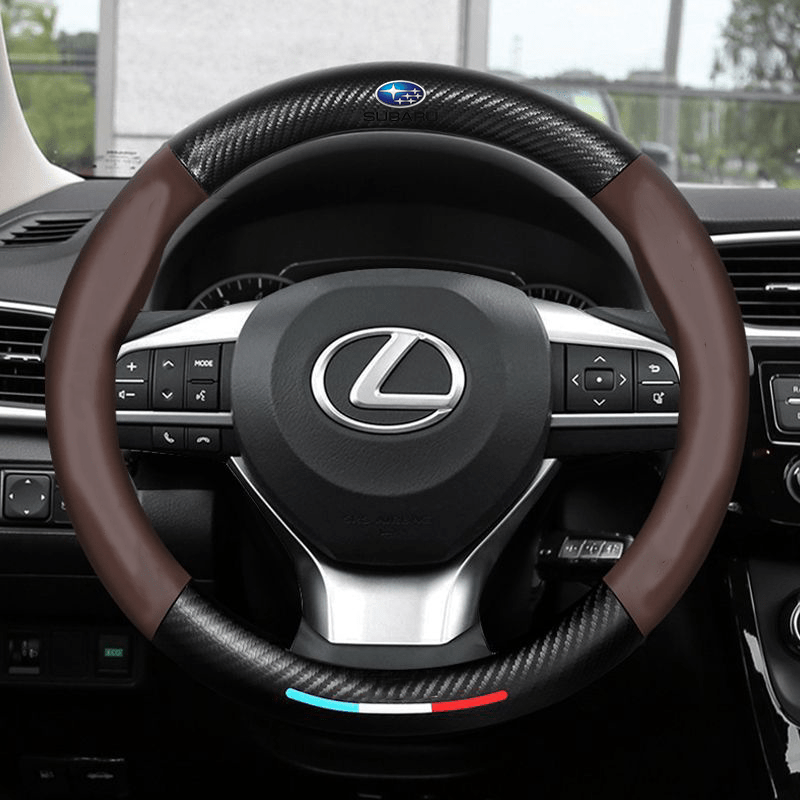 Breathable Leather Steering Wheel Cover – Non-Slip Grip