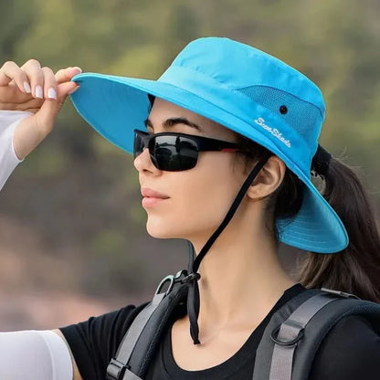 Women's Sun Hat with Ponytail Opening for UV Protection